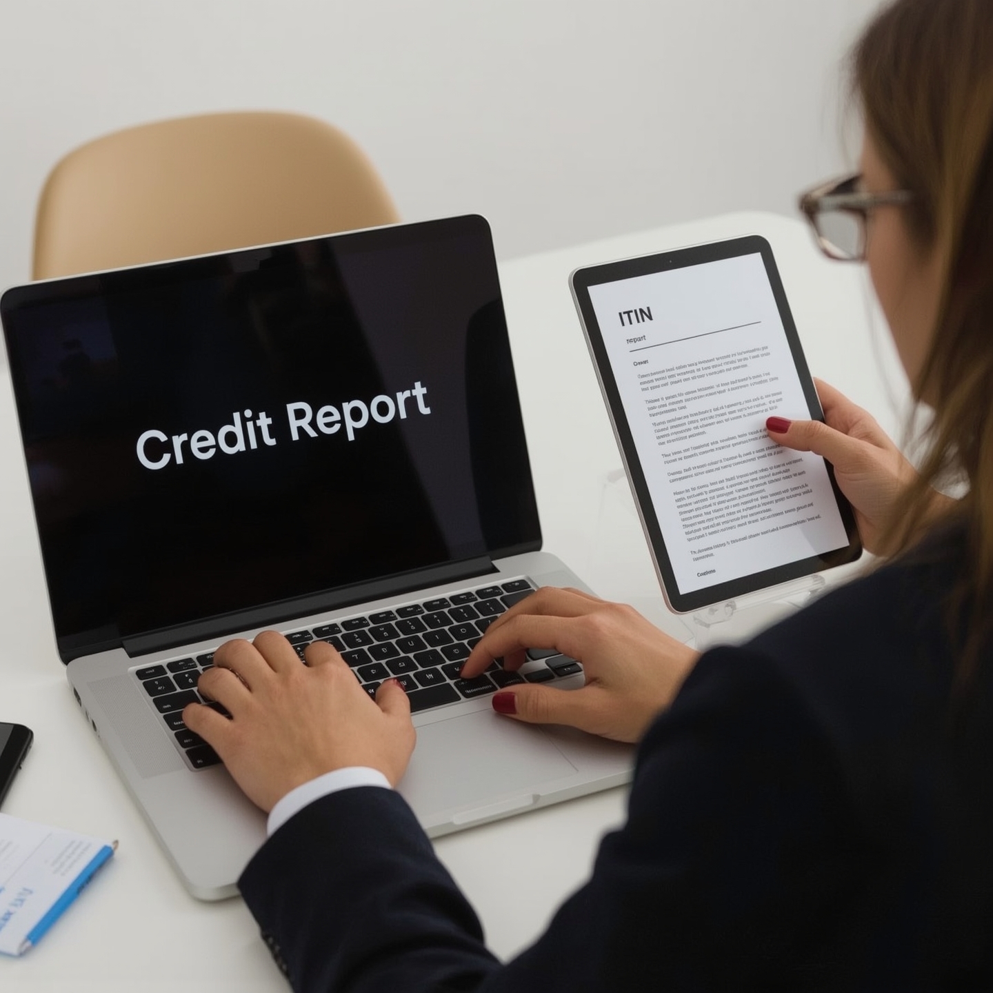 Credit Report displayed on a computer screen of a business owner